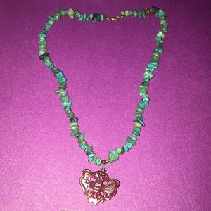 Teal necklace with gem